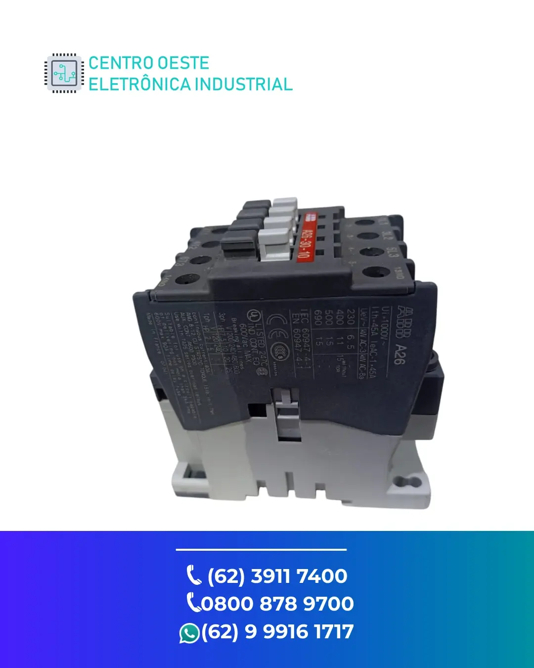 ASSISTÊNCIA TÉCNICA CONTATOR ABB A26 GOIANIA
