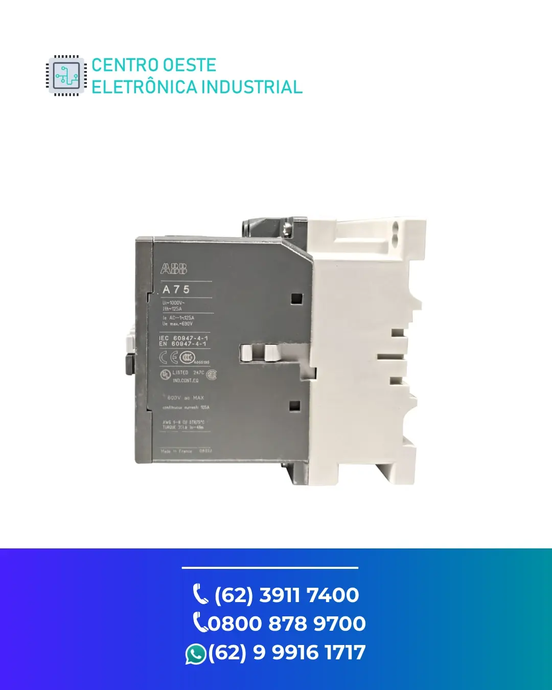 ASSISTÊNCIA TÉCNICA CONTATOR ABB A75 BRASIL