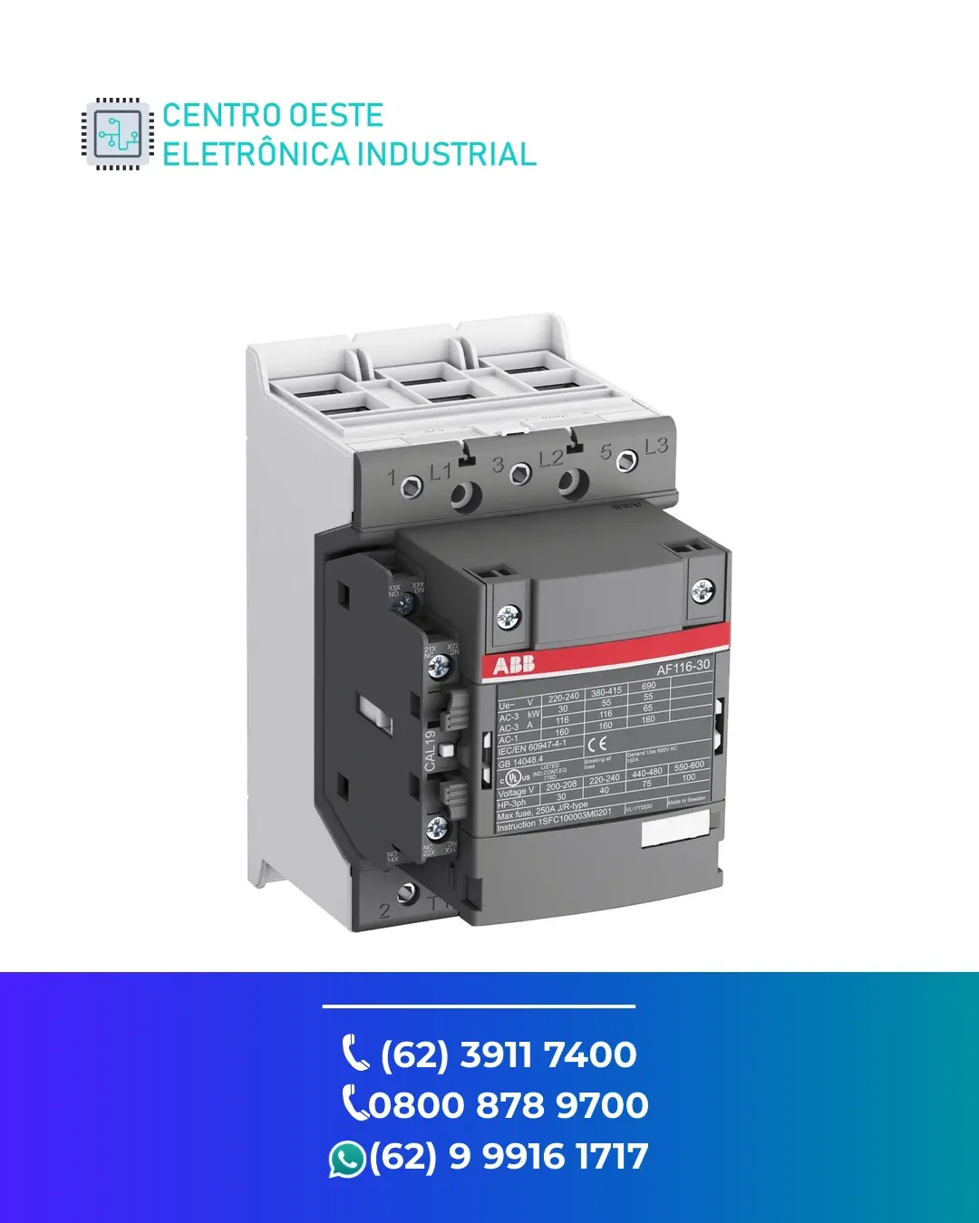 ASSISTÊNCIA TÉCNICA CONTATOR ABB AF116 GOIÁS