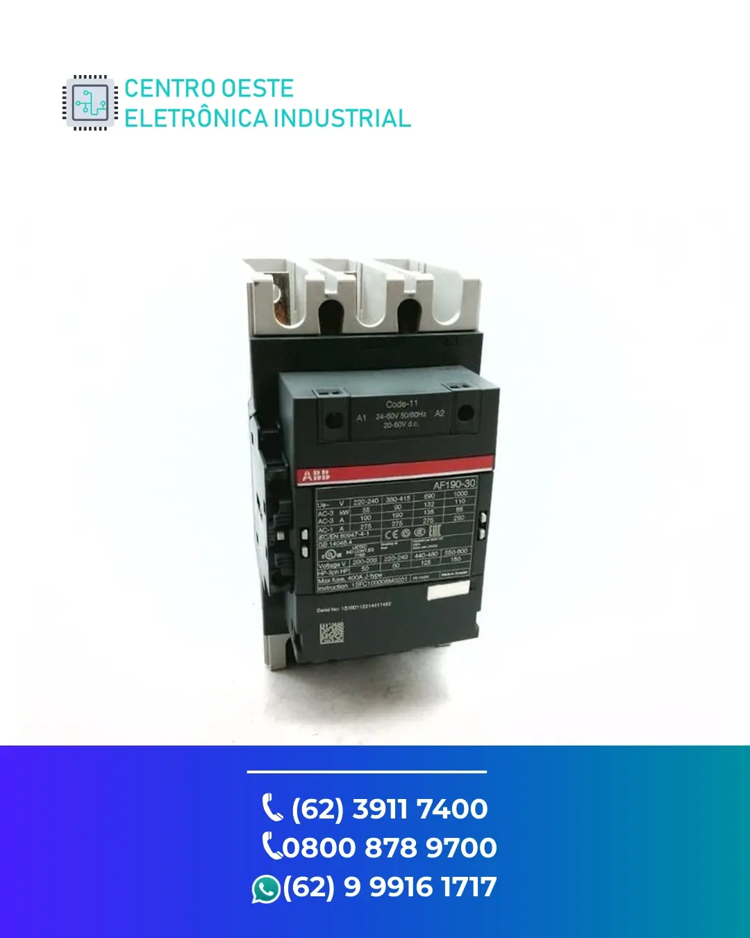ASSISTÊNCIA TÉCNICA CONTATOR ABB AF190 GOIANIA
