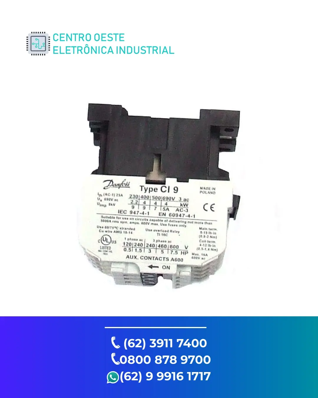 SUPORTE TÉCNICO CONTATOR DANFOSS CI9 GOIÁS