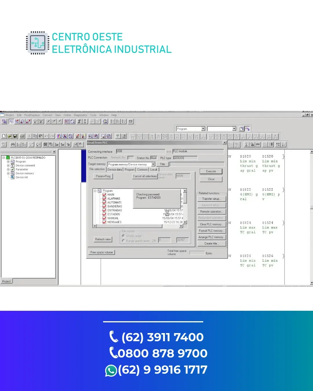 SUPORTE TÉCNICO PLC MITSUBISHI Q03 GOIANIA