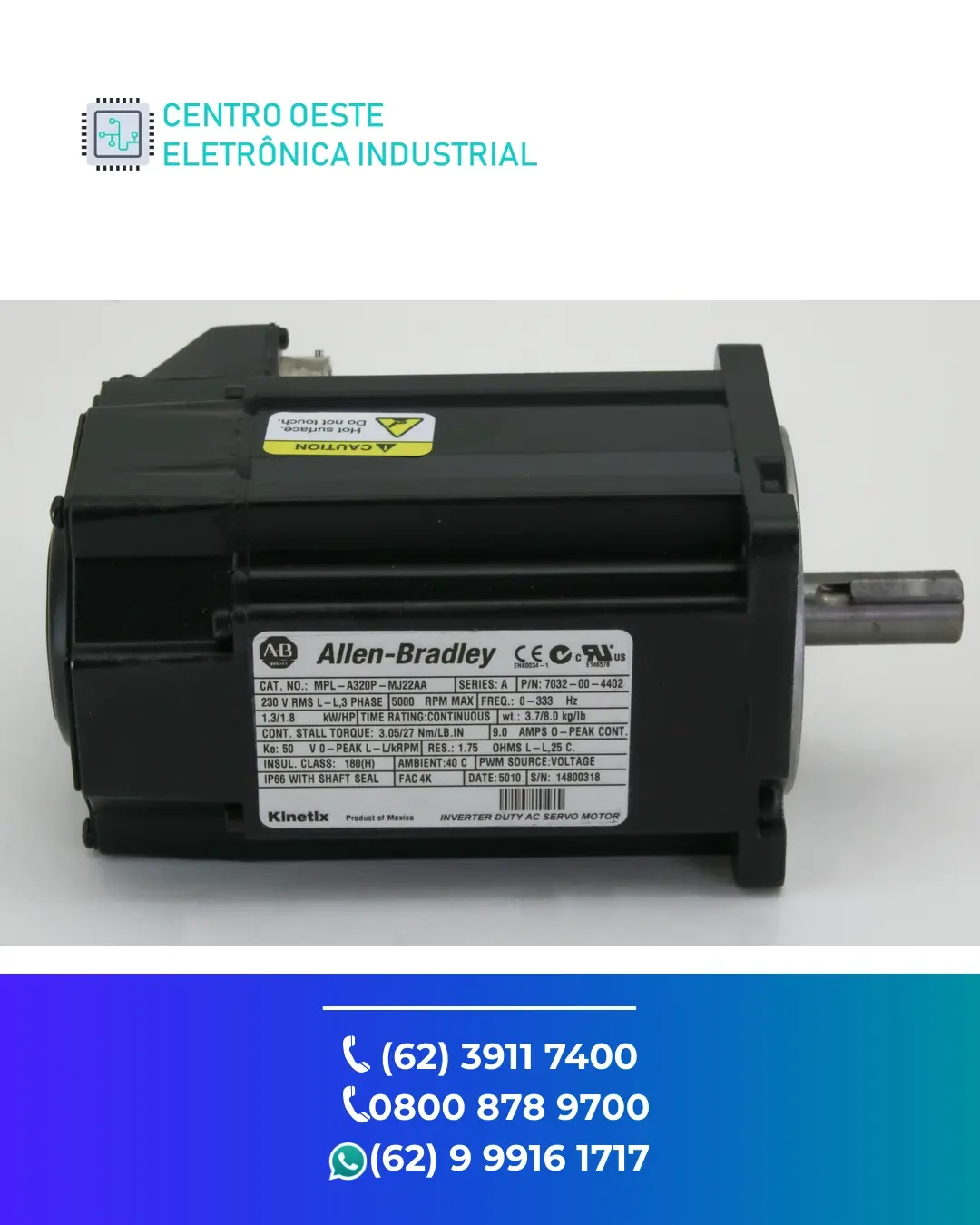 SUPORTE TÉCNICO SERVO MOTOR ALLEN BRADLEY TL GOIÁS